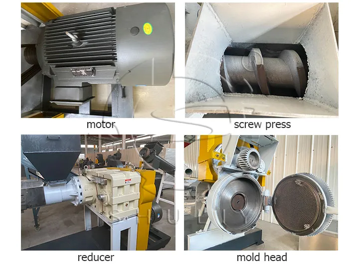 Motor, screw press, reducer, mould head for plastic granulators