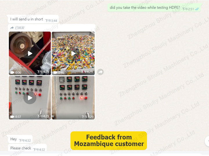 Feedback from Mozambique customer