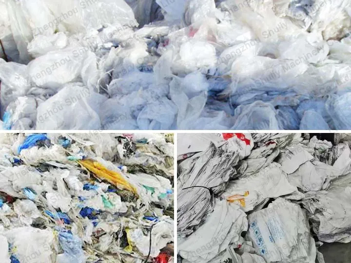 resíduos de sacos plásticos, sacos de tecido, filmes PP PE